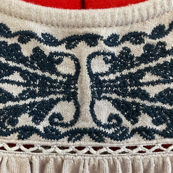 Skies Are Blue - Traleven Embroidered Yoke Knit Top - XSP - Lilac/Navy - Picture 4 of 5